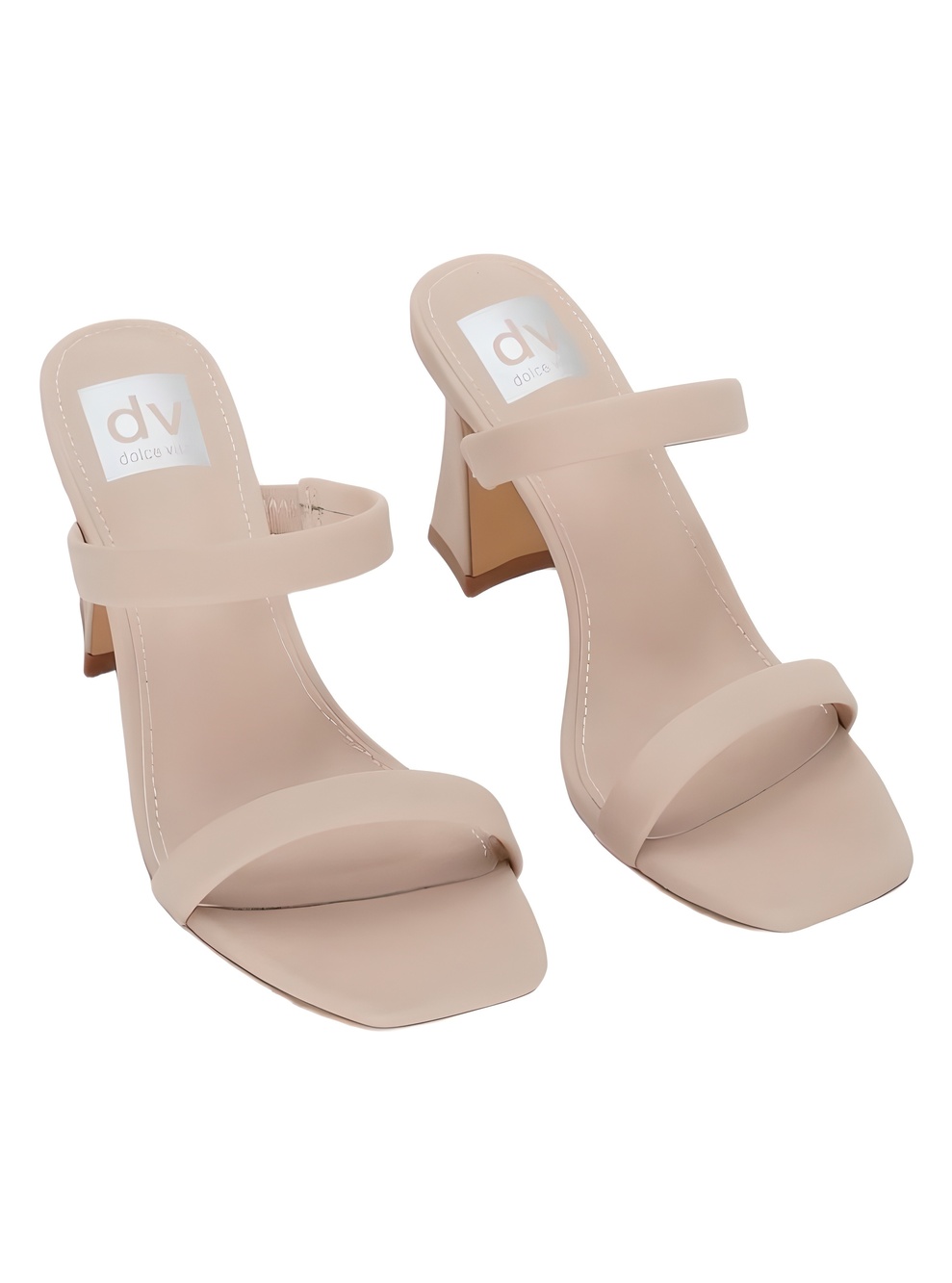 DV Dolce Vita Yorke Two-Band Square-Toe High-Heel Dress Sandals Tan Size 7M